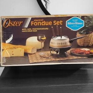 Vintage Oster 681 Electric Fondue Set, Aluminum NIB 1980s Almond Brown